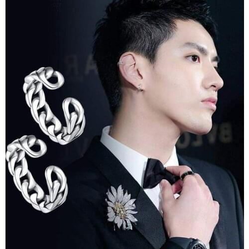 S925 tremella clip mens and womens simple Thai silver chains woven earrings no ear hole personality earrings Clip On Earring