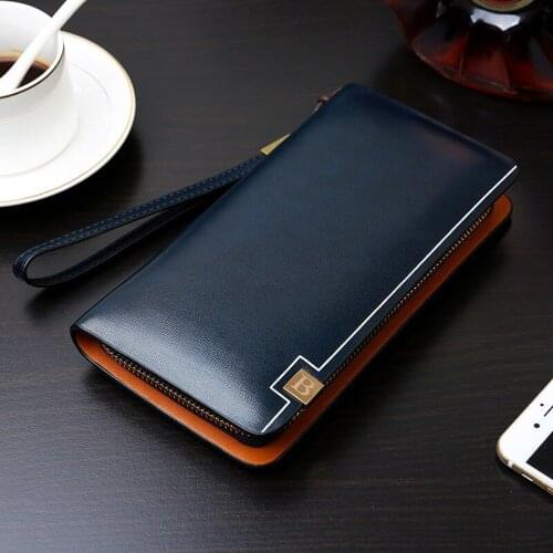 Mens Leather Long Zipper Wallets Masculina Carteras ID Credit Card Holder Clutch Purse Billetera High Quality Luxury Wallet