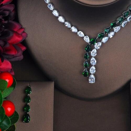 HIBRIDE Latest fashion AAA Cubic Zirconia Necklace Earrings Wedding Bridal Jewelry Sets Dress Accessories parure bijoux N-423