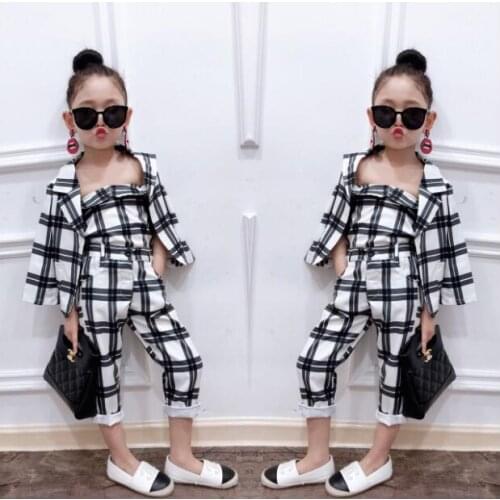 2020 new girls 3 pcs set coat+vest+long pants fashion spring girls suit 2-7t C574