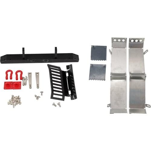 Upgrade Metal Front Bumper Guard with Hooks for WPL 1/16 B24 B36 & Metal Rear Mud Fender Back Mudguard for 1/16 WPL B16