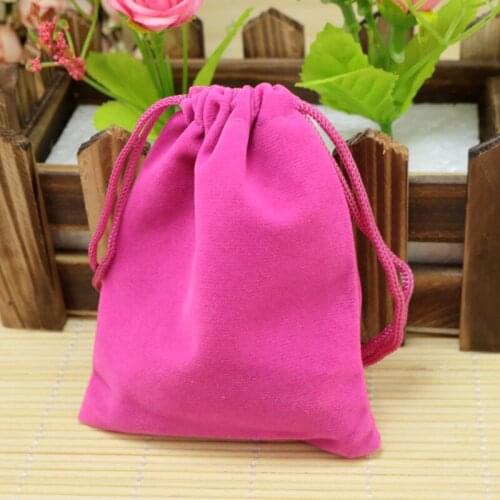 Wholesale 100pcs/lot 5x7cm Hot Pink Velvet Bag Mini Jewelry Bag Favor Charms Jewelry Packaging Bags Drawstring Pouch Gift Bag