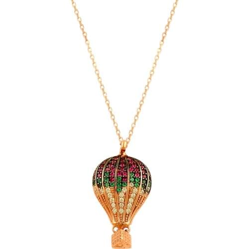 Hot Air Balloon Necklace Ballon Charm Trendy Boho Fashion New Pendant Rose Gold Silver Womens Necklace 925 Sterling Silver