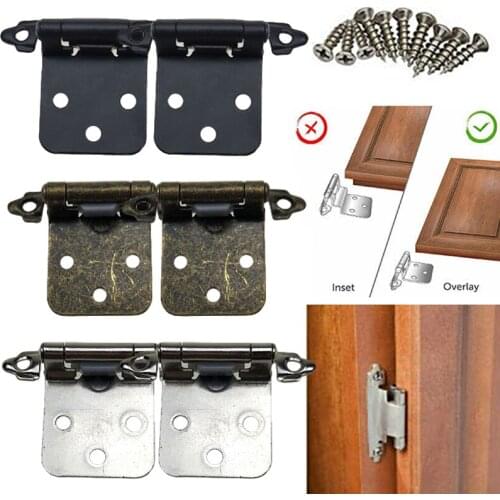 2Pcs Kitchen Cabinet Hinges Overlay Self Closing Face Mount Cupboard Door Hinge Lot