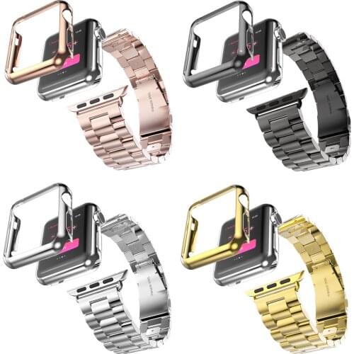 5 Colors 316L Stainless Steel Strap For Apple Watch Band Gold Plating Cover Case for Series 2 iWatch 1st 2nd Bracelet 38mm 42mm