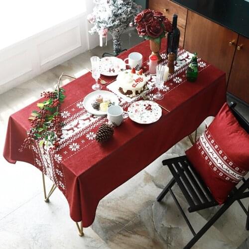 Nordic ins Christmas New Year red table cloth living room decoration tea table cloth rectangular TV cabinet dust cover