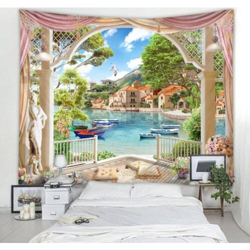 Nordic Landscape Wall Mounted Window Beautiful Landscape Tapestry Wall Mounted Bedroom Wall Fabric Hippie Tapestry Home Decor