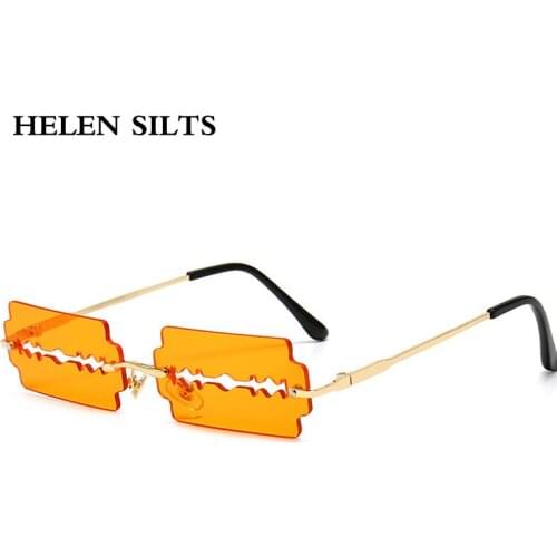 Fashion Small Rimless Sunglasses Women Trendy Hollow Rectangle Sunglasses Men Vintage Frameless Punk Eyewear Square Glasses H99