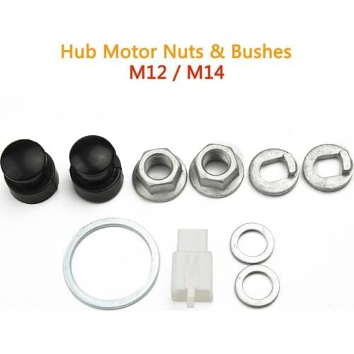1Set E-Bike Hub Motor Axle M12/M14 Lock Nut /Lock Washer /Spacer /Nut Cover For 500-5000W Replacing The Electric Bicycle Hub