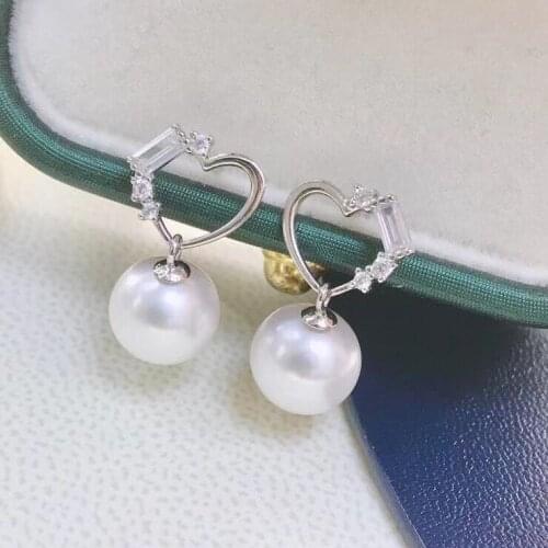 Heart 925 Sterling Silver Earrings Findings Settings Base Mountings Parts Mounts for Coral Pearls Agate Crystal Stones Beads