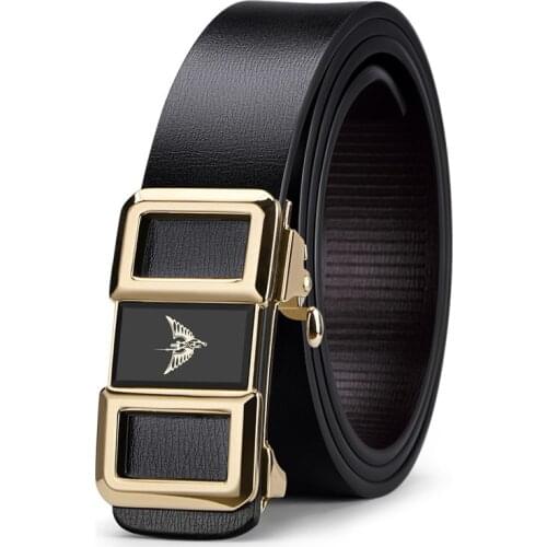 WILLIAMPOLO Fashion Genuine Leather Belt For Men Automatically Buckle Mens Belt Luxury Design Dress Belts PL20805-07P