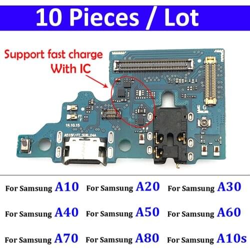 10Pcs USB Charger Charging Dock Port Connector Flex Cable For Samsung A10S A20s A30s A50s A10 A20 A30 A40 A50 A60 A70 A70s