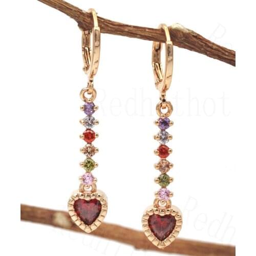 Vocation Bohemian Jewelry For Women Heart Cut Leopard Long Drop Earrings Indian Jewelry Zircon Gold Dangle Earrings OBS0952