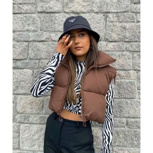 Womens winter new fashion all-match thick warm small stand-up collar double-sided jacket vest short top