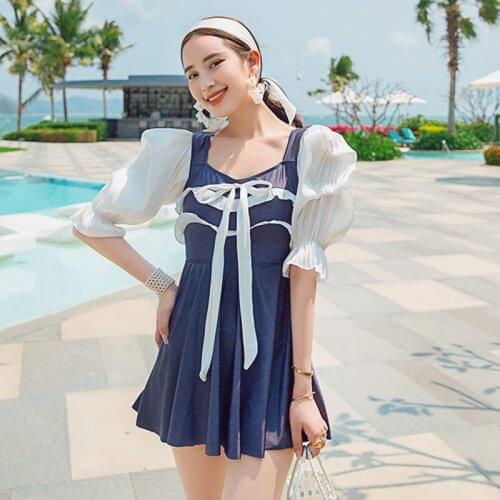 Swimwear Women One Piece Swimsuit Ladies Rashguard Bathing Suit Summer Female Cover 2021 New Korea Ins Sexy Print Polyester