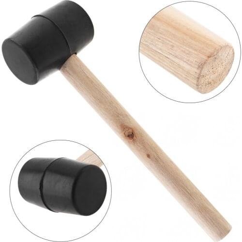 230g Non-elastic Rubber Hammer Tile Hammer with Round Head and Wooden Handle for DIY Hand Tool