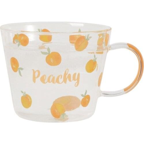 500Ml Honey Peach Glass Tea Milk Cups with Scale Coffee Mug Party Creative Drinkware Tumbler Water Cups