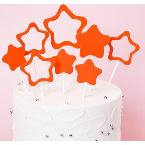 8pcs Colorful Cake Topper Star Happy Birthday Party Cake Decora Supplies Baby Shower Decoration Wedding Party