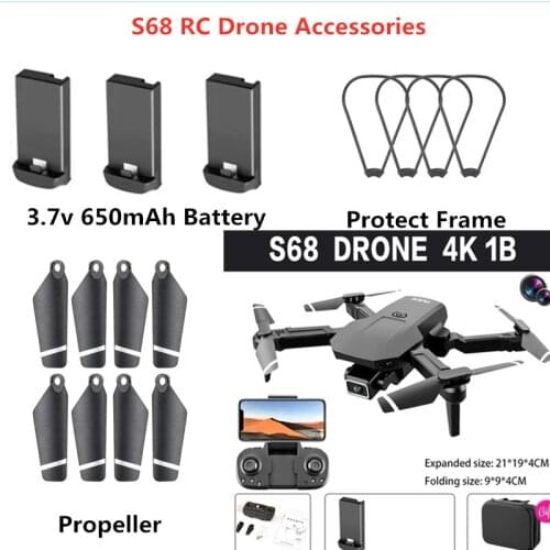 3.7V 650mAh Battery For S68PRO S68 4K RC Drone Spare Parts S68 RC Drone Accessories S68 Battery S68 Propeller Protect Frame usb