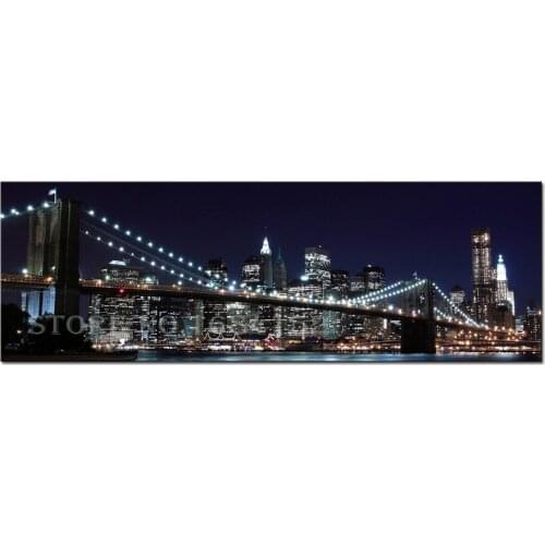 5D DIY Diamond Painting cross stitch Landscape Diamond Embroidery New York Brooklyn Bridge Rhinestones Decoration Large Size
