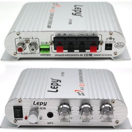 Arcade Audio DIY Kit LP838 Stereo Mini CAR MP3 Super Bass Power Amplifier 2 Channel Output 4 Inch Speake Wires