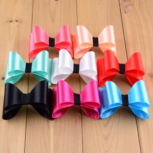 120pcs/lot 16 Color U Pick 3.2'' Gorgeous Satin PVC Fabric Bows Without Clips Hair Accessories For Kids Wholesale Supply HDJ33