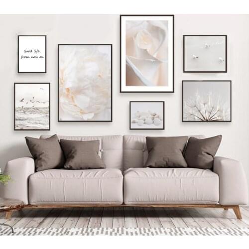 White Flower Dandelion Shell Beach Quote Wall Art Canvas Painting Nordic Posters And Prints Wall Pictures For Living Room Decor