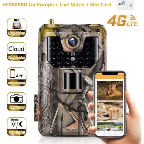 Live Broadcast APP Trail Camera Cloud Service Wildlife Hunting Surveillance 4G Wireless Cameras HC900PRO 30MP 0.3S Trigger
