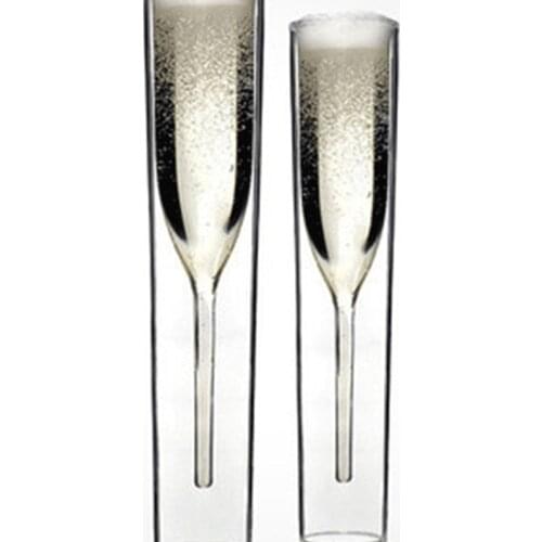 Champagne Glass Double Wall Glasses Flutes Goblet Bubble Wine Tulip Cocktail Wedding Party Cup WY80301