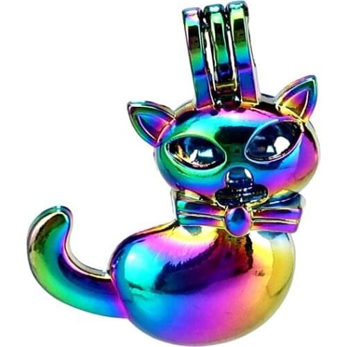 C941 5pcs/lot COLORS Cat Lady Beauty Bell Cage Pendant Pearl Locket Fairytale Party Essential Oil Diffuser Beauty Gift