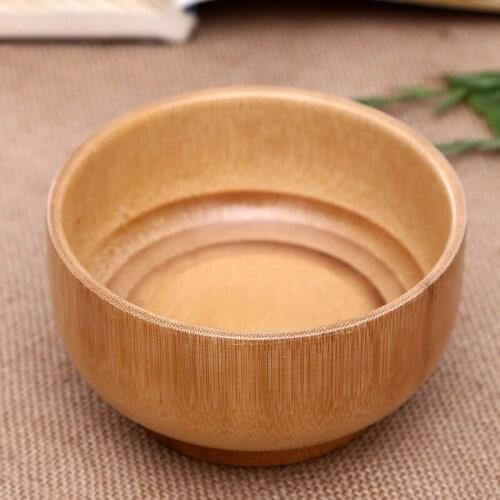 Natural Bamboo Bowl Kids Bowl Salad Serving Bowl Round Solid Wood Hand-Carved Bowl Fruit Bowl Kitchen Tableware