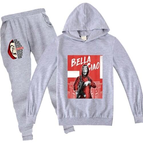 Children Hoodies Pant Set Two Piece Outfits Movie Money Heist Boys Sweatshirt Girl La Casa De Papel Tracksuit Kids Girls Clothes