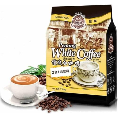Free shipping 450g/bag Penang, Malaysia imported coffee tree instant coffee golden two-in-one white coffee