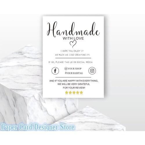 Customized Small Handmade Business Insert card Minimalist Insert Card Modern Packaging Insert Card SIZE 3x4 Handmade WIth Love