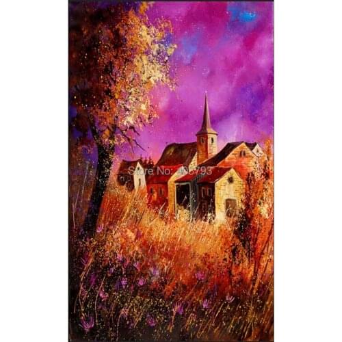 Wall Art Colorful Beautiful Lavender Manor Oil Painting Printed Canvas Wall Art Home Decor Wall Paintings