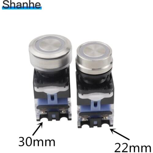 LA38 22mm 30mm Push Button switch 1NO 1NC Momentary Latching Stainless Steel Front