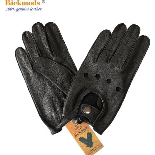 Leather deerskin driver gloves mens summer and autumn single-layer thin section outdoor riding full-finger motorcycle gloves
