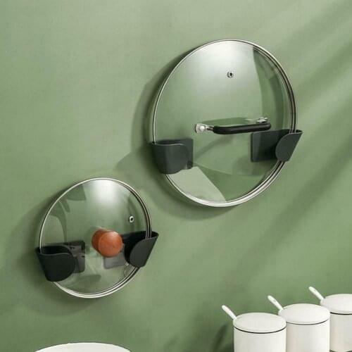 2PCS Pot Lid Holder Wall-Mounted Hanging Holder for Pan Pot Cover Rack Plastic Kitchen Storage Rack Kitchen Organizer