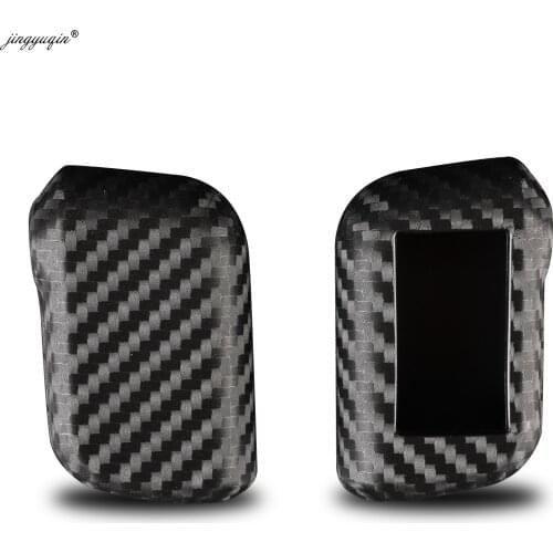 Jingyuqin New Carbon Silicone Case For Starline A93 A63 A96 Car 2 Way Alarm Remote Sensor Control LCD Keychain Cover Car Styling