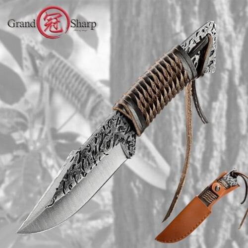 Fixed Blade Knife Hand Forged Hunting Knife Military Combat Camping Fishing Survival Equipment Tactical Outdoor Camping Tools