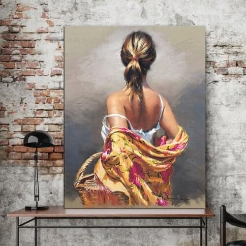 Sexy Nude Woman Canvas Portrait Oil Painting Posters Cuadros Canvas Paintings Wall Art for Living Room Home Decor (Frame