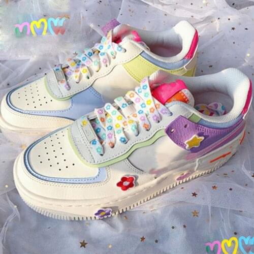 1Pair Little Daisies Shoelaces Cartoon Printing Fashion Women Men Shoes laces High-top Canvas Sneakers Shoelace Wholesale