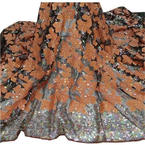 SJ Lace African Lace Fabric 5 Yards 2021 High Quality Sequin Net Embroidery Nigerian Wedding Material French Lace Fabric 2l3-39