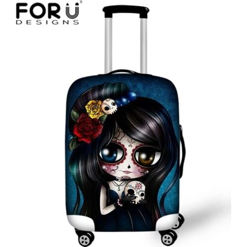 FORUDESIGNS Thick Elastic Luggage Protective Covers,3D Skull Cover For 18-30 Inch Black Travel Case Suitcase Waterproof Cover