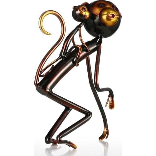 Tooarts Monkey Carrys Baby Metal Sculpture Iron Sculpture Abstract Design Modern Sculpture Home Decoration Favor Gift