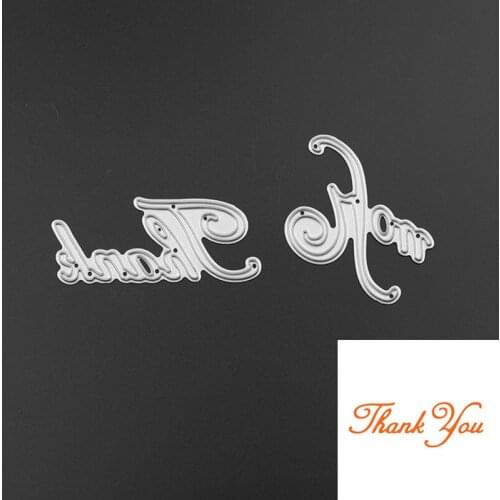 2pcs Metal Steel "Thank You" Letter Cutting Dies Stencil For DIY Scrapbooking Album Paper Card Photo Embossing Decorative Crafts