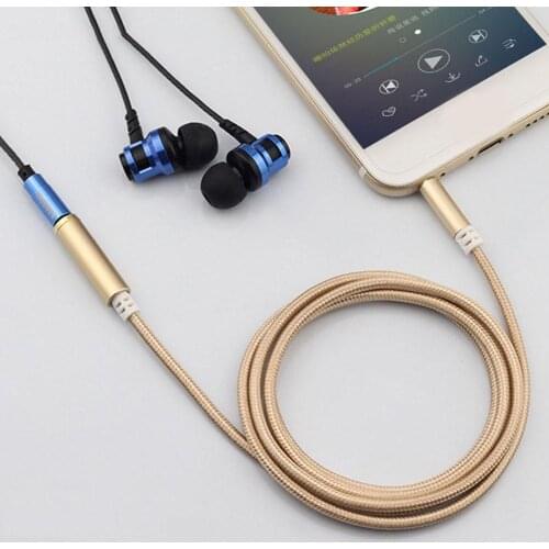 Braided 3.5mm Male to Female Extension Audio Adapter Cable for Laptop Speaker Aluminum Alloy Braided Rope Accessories