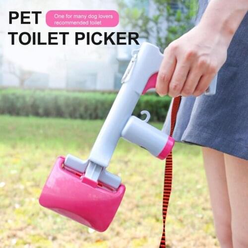 Convenient Pet Litter Shovel 2 in 1 Design Dung Cleaning Portable Pet Pooper Scoop Handle Jaw Pooper Scooper for Outdoor