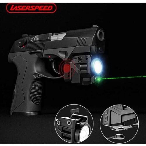 Intelligent Control Green Laser Aim and Tactical Flashlight for Pistol Weapon Light Picatinny Rail with Magnetic Charger