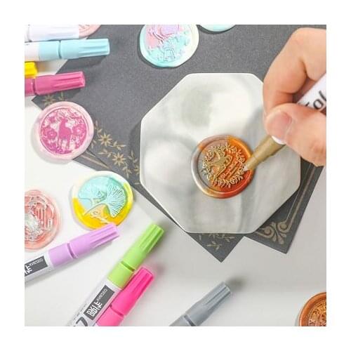 Vintage Sealing Wax Stamp Mark Pen DIY Art Decoration Fire Paint Seal Special Graffiti Wax Stamp Markers Waxing Color Pens